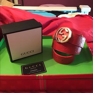 Preowned Gucci Red Men’s Belt 50/125